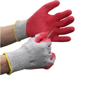 NMSAFETY rouge gants résistant aux coupures de latex revêtement anti-rides